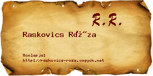 Raskovics Róza névjegykártya